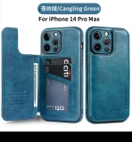 High-end Cowhide Leather Case for iPhone 14 Pro Max 15 Pro 14 Plus 13 12 11 Camera Lens Protective Card Slot Holder Flip Cover