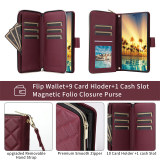 Long Lanyard Zipper Wallet Multi Card Case for Samsung Galaxy S24 Ultra S23 FE S22 S21 Plus Flip Leather Phone Bag Cover Coque