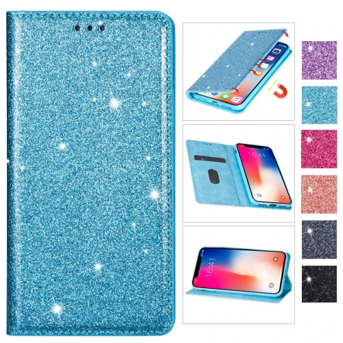 Bling Glitter Wallet Flip Leather Case For Samsung Galaxy S24 Ultra S23 Plus S22 S21 S20 FE A05s A14 A15 A24 A25 A35 A53 A54 A55
