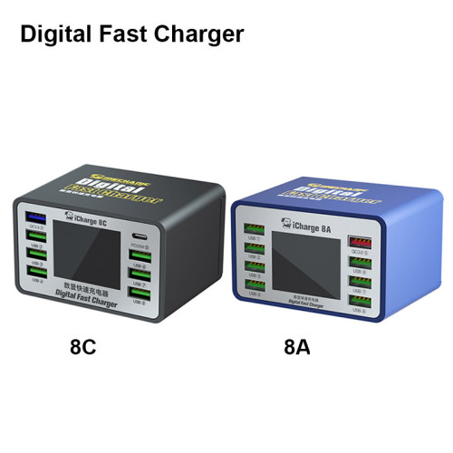 MECHANIC iCharge 8A 8C USB Fast Charger 8-port Fast Charge Multi-port Smart Digital Display for IP Android Phone Repair