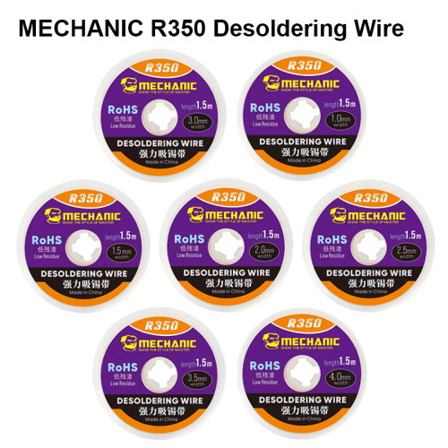 Mechanic R350 Desoldering Wire 1.0/1.5/2.0/2.5/3.0/3.5/4.0mm Width Low Residue For Electronics Welding Repair Cleaning Tool