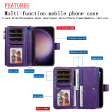 Wallet Multi-card 2-in-1 Zipper Magnetic Flip Leather Case For Samsung Galaxy S24 Ultra S23 Plus S22 S21 S20 FE A14 A15 A34 A54