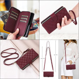Long Lanyard Zipper Wallet Multi Card Case for Samsung Galaxy S24 Ultra S23 FE S22 S21 Plus Flip Leather Phone Bag Cover Coque