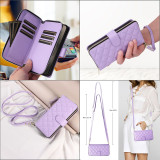 Long Lanyard Zipper Wallet Multi Card Case for Samsung Galaxy S24 Ultra S23 FE S22 S21 Plus Flip Leather Phone Bag Cover Coque