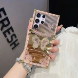 For Samsung Galaxy S23 FE S24 S22 S21 Ultra Plus A73 A72 A54 A53 A52 S A34 A33 A23 A15 A14 A13 A24 Butterfly Stand Square Cover