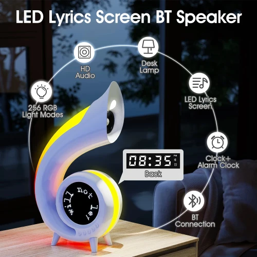 BT Speaker Multifunctional 6 in 1 LED RGB Wireless Speaker Alarm Clock