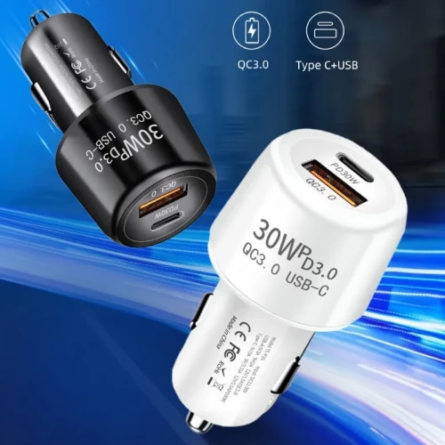48W Car Charger Super Fast Charging PD & QC3.0 USB C Car Phone Charger Type C Cigar Lighter for iPhone Xiaomi Samsung Huawei