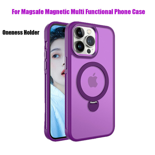 For Magsafe Metal Magnetic Ring Rotating Bracket Shockproof Phone Case For IPhone 16 15 14 13 12 11 Pro Max Plus Bumper Back Cover