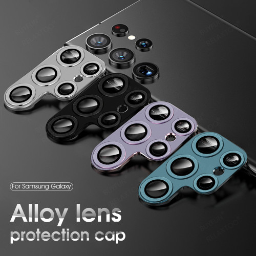 Armor Matel Camera Protector Cover For Samsung Galaxy S24 S23 S22 Ultra  Tempered Glass Lens Cap SamsungS23 Samung S 23 Ultra Plus
