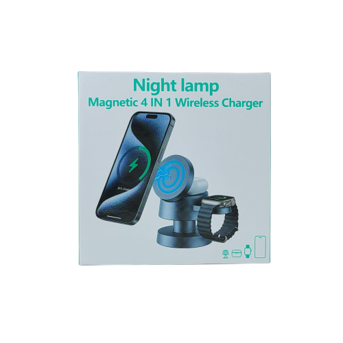 Wireless Charging Station, Magnetic Foldable Swivel 4-in-1 Charging Station for iPhone15/14/13/12, IWatch and Airpods