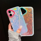 Aurora Gradient Diamond Glitter Case for iPhone 16 15 14 Pro Max Plus 11 12 13 Laser Colorful Color Contrast Shockproof Cover
