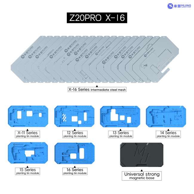 MiJing Z20 Pro Magnetic Middle Layer Tin Planting Platform For iPhone X-16PM BGA Tin Reballing Stencil Positioning Repair Tool