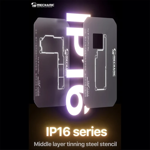 MECHANIC Motherboard Middle Layer Tinning Steel Stencil for IPhone 16 16Plus 16Pro 16Pro Max