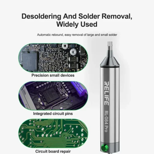 RELIFE RL-084 Pro Aluminum Alloy Desoldering Sucker Powerful Vacuum Suction Automatic Rebound for PCB Soldering Removal Repair