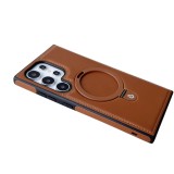 Wireless Charging Leather Case For Magsafe For Samsung Galaxy S24 Ultra S23 Plus S22 Magnetic Holder Foldable KickStand Cover