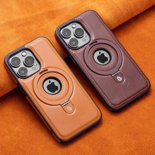 PU Leather Magnetic Ring Stand Phone Case For iPhone 12 13 14 15 Pro Max 14 15 Plus Magnetic Magsafe Wireless Charging Case