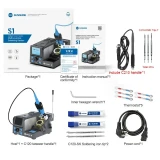 Sunshine S1 Precision Soldering Station Tweezers Rework Station For Micro Component, 4 Preset Channel, 2Pcs C210-SK Cartridge