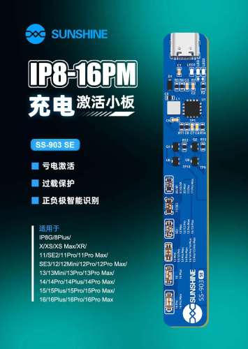 SUNSHINE SS-903 SE IP8-16PM Charging activation board Disassembly-Free Battery Charging Activation Board For Ip 8-16PM With PD Fast Charging, Activated Battery