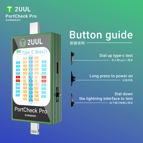 2UUL PW31 Mobile Phones Tail Plug Comprehensive Tester 5V~2A for Type-c lighting Phone Automatic Scanning Detection Repair tools