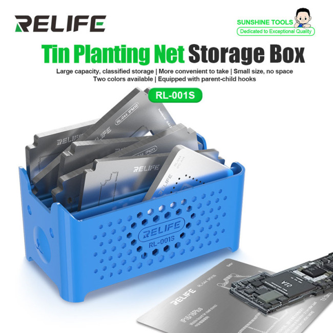 RELIFE RL-001S BGA Reballing Stencil Storage Box for Mobile Phone Repair Multifunctional Large Capacity Nets Collection Bracket