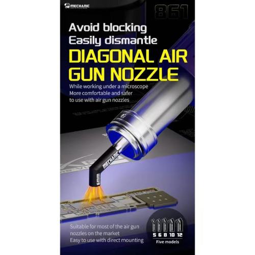 MECHANIC Hot Air Nozzle Suitable for 861 Air Gun 5 6 8 10 12 mm 861 Diagonal Air Gun Nozzle Oblique blow Nozzle Even Heating Too