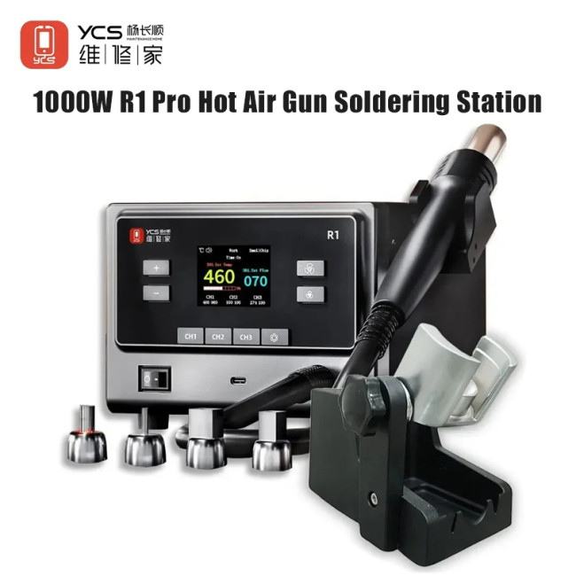 YCS R1 Pro Intelligent Soldering Station 1000W  Hot Air Gun with 4 Nozzles For Mobile Phones CPU IC BGA SMT Rework Station Tools