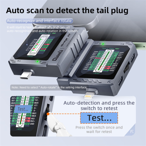 QIANLI iBridge A3 Mobile Phone Tail Plug Comprehensive Analysis Tester Portable  Automatic Scan Detection Instrument