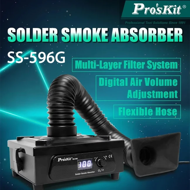 Pro'sKit Desktop Smoke Purifier SS-596G 3-layer Filter Element Suitable for Mobile Phone Repair Welding and Solder Smoke Exhaust
