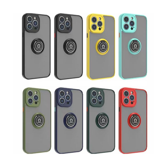 Matte Hard PC Magnet Holder Ring Shockproof Coque For Apple iPhone 16 15 14 Pro Case Soft Edge Protect Cover aifone 14Pro Max 14 Plus
