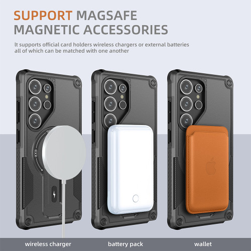 Kickstand Wireless Charging Case For Samsung Galaxy S25 Ultra S24 Plus A56 5G A55 A54 A36 A35 A16 A15 A14 Strong Accessories