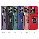 Cards Holder Hybrid Defender Case for iPhone 17air 16 15 Pro Max 15 14 13 11 Magnetic Ring Stand Funda iPhone 15 Pro 14 Plus