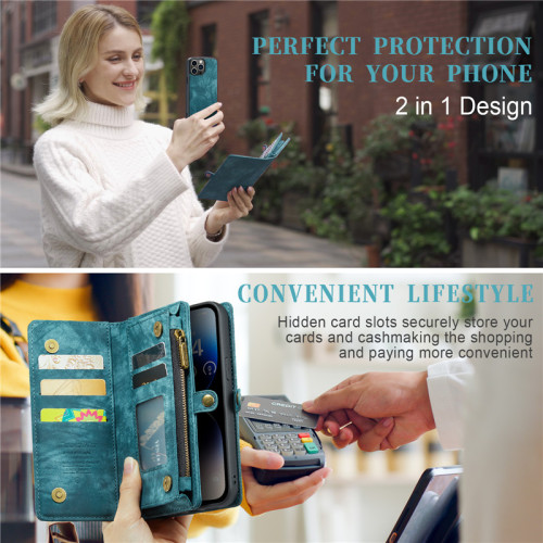 CaseMe Magnetic Flip Leather Phone Case for iPhone 17 Air 12 11 13 14 15 16 Pro Max XS XR X 15 16 Plus Zipper Wallet Card Cover Hoesje
