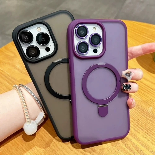 For Magsafe Wireless Charge Magnetic Kickstand Case for iPhone 17 Air 16 15 14 Plus 13 12 11 Pro Max Shockproof Bumper Matte Clear Cover