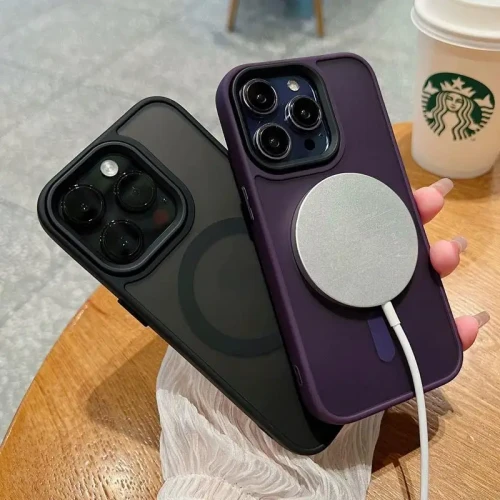 Luxury Wireless Charge Magsafe Transparent Phone Case For iPhone 17 Air 11 12 13 14 15 16 Pro Max Plus Magnetic Matte Bumper Cover