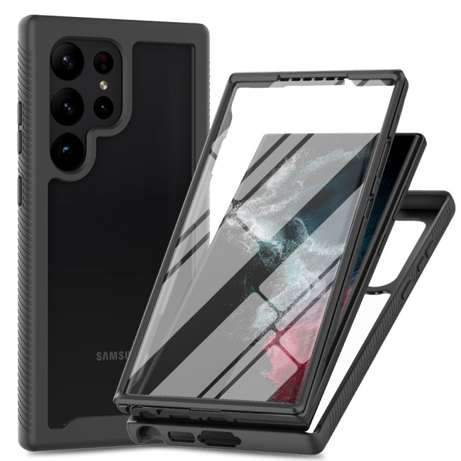 PET Front Screen Protector Armor Shockproof Case For Samsung Galaxy S25 S24 S23 Ultra S22 Plus  S24 FE  Transparent Back Cover