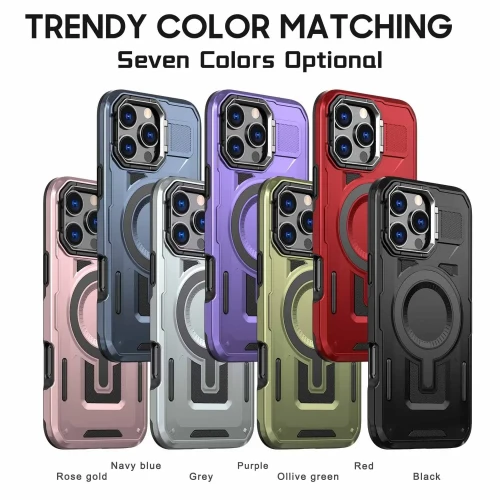 For MagSafe Magnetic Shield Frame Holder Kickstand Phone Case For iPhone 16 Pro Max 15 14 Plus 13 12 11 XR Protective Back Cover