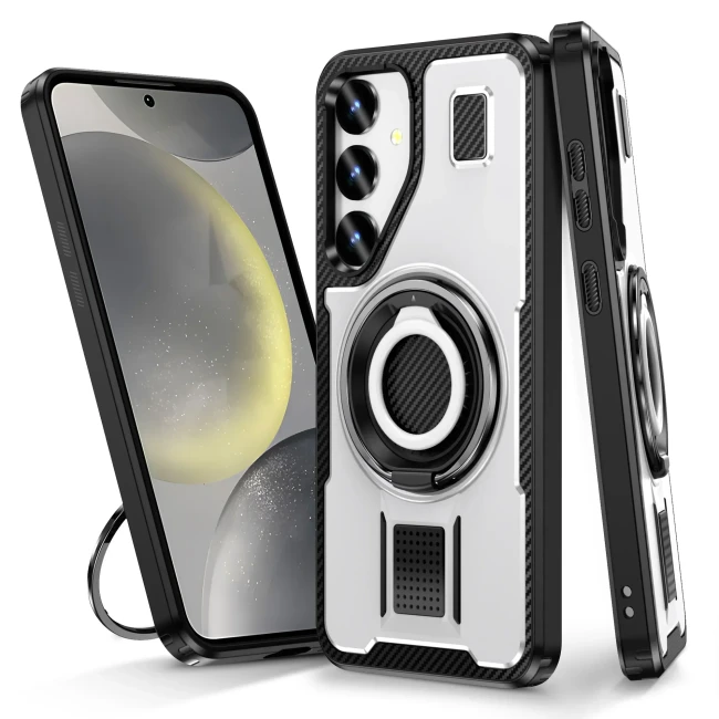 Armor Metal Ring Holder Matte Case For Samsung Galaxy A16 A15 A14 A06 A05 A05S A55 A35 A54 A34 S24 Ultra S23 FE Shockproof Cover