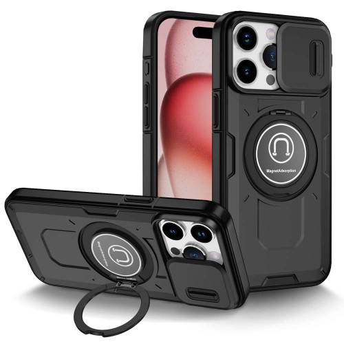 360° rotate holder sliding window armor case for iPhone 16 15 Pro Max 14 13 Pro 12 11 XR car phone magnetic shockproof cases