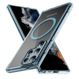 Luxury Clear Magsafe Phone Case For Samsung Galaxy S24 S23 FE S25 Ultra S24 Plus PC + TPU Metal Buttons Cover