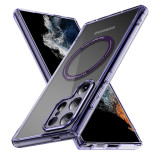 Luxury Clear Magsafe Phone Case For Samsung Galaxy S24 S23 FE S25 Ultra S24 Plus PC + TPU Metal Buttons Cover
