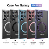 Luxury Clear Magsafe Phone Case For Samsung Galaxy S24 S23 FE S25 Ultra S24 Plus PC + TPU Metal Buttons Cover