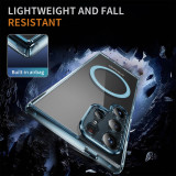 Luxury Clear Magsafe Phone Case For Samsung Galaxy S24 S23 FE S25 Ultra S24 Plus PC + TPU Metal Buttons Cover