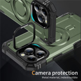 Military Armor Phone Case For iPhone  17 Air11 12 13 14 15 16 Pro Max Plus Shockproof Metal Lens Bracket Wireless Charging Magnetic Cases