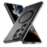 Luxury Clear Magsafe Phone Case For Samsung Galaxy S24 S23 FE S25 Ultra S24 Plus PC + TPU Metal Buttons Cover