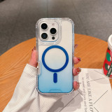 Neon Gradient Color Bumper Crystal MagSafe Phone Case For iPhone 17 Air 16 15pro max 14 13 12 11 Wireless Charging Transparent Cover