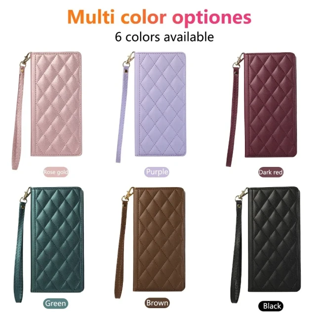 Wrist Strap Leather Phone Case For Samsung Galaxy A05 A06 A12 A13 A14 A15 A16 A21 A22 A23 A25 A32 A33 A34 A35 A36 A42 A51 A52 A53 A54 A55 A56 A71 A72 4G 5G  Wallet with Card Holder Cove