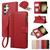 Crossbody Zipper Cards Solt Wallet Leather Case For Samsung Galaxy A05 A06 A12 A13 A14 A15 A16 A21 A22 A23 A24 A25 A32 A33 A34 A35 A36 A42 A51 A52 A53 A54 A55 A56 A71 A72 Lanyard Bag