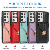 Long lanyard Flip Leather Phone Case For Samsung Galaxy S25 S24 FE S23 Ultra S22 Plus S21 S20 S10 Note 10+ Note 20 Ultra Wallet Card Cover Coque