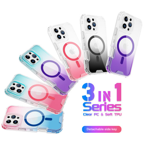 Neon Gradient Color Bumper Crystal MagSafe Phone Case For iPhone 17 Air 16 15pro max 14 13 12 11 Wireless Charging Transparent Cover
