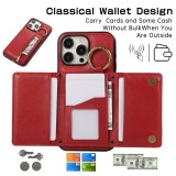 Crossbody Zipper Wallet Ring Phone Case For IPhone 17 Air  16 15 Pro Max 14 Plus 11 13 12 Mini XS XR 7 8P 6G 6SP Leather with Card Holder Cover